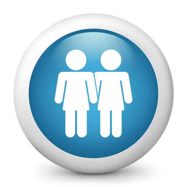 Vector blue glossy icon depicting lesbians — Stock Vector