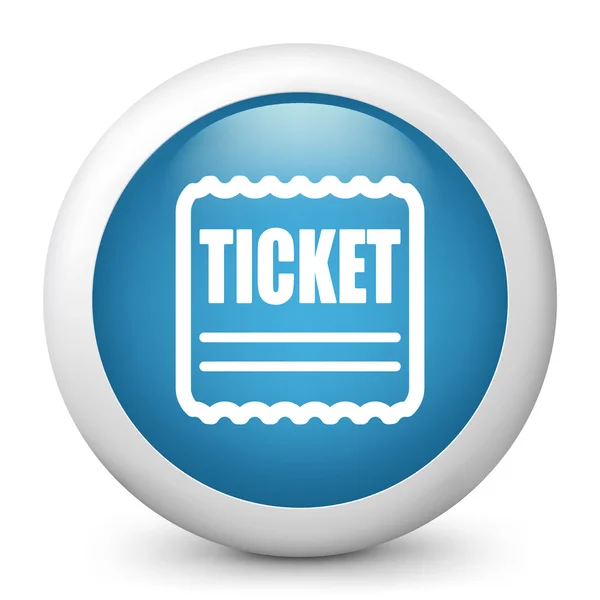 Vector blue glossy icon depicting ticket — Stock Vector