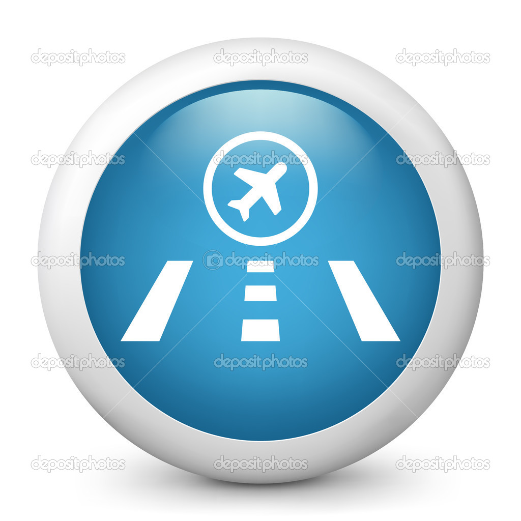 Vector blue glossy icon depicting airport street