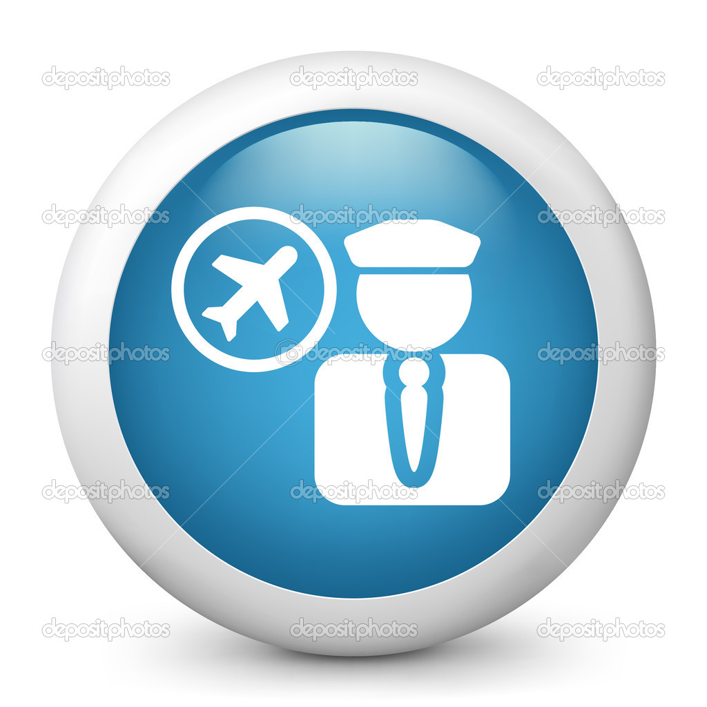 Vector blue glossy icon depicting pilot