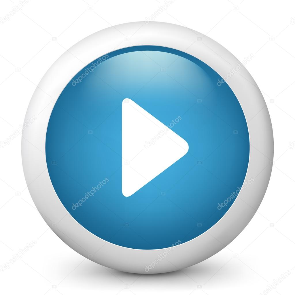 Vector blue glossy icon depicting play button