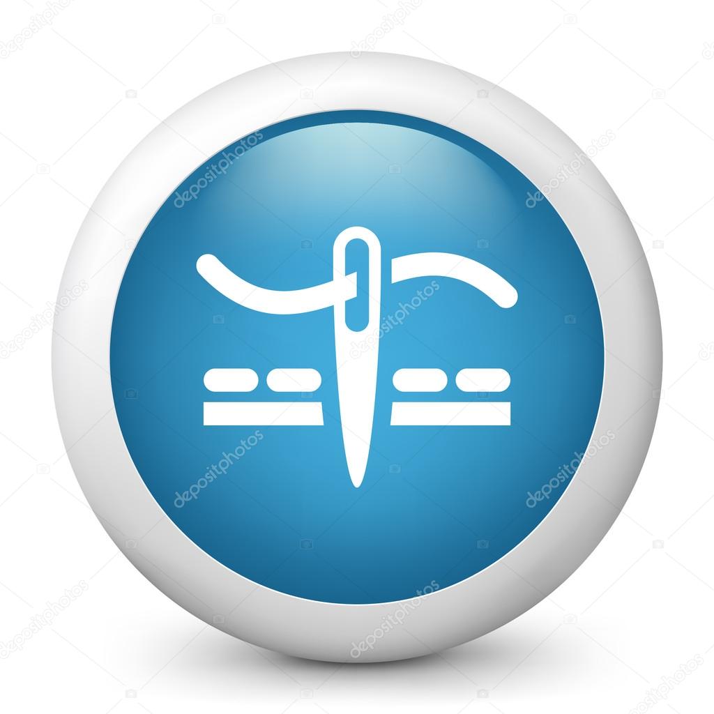 Vector blue glossy icon depicting tailor symbol