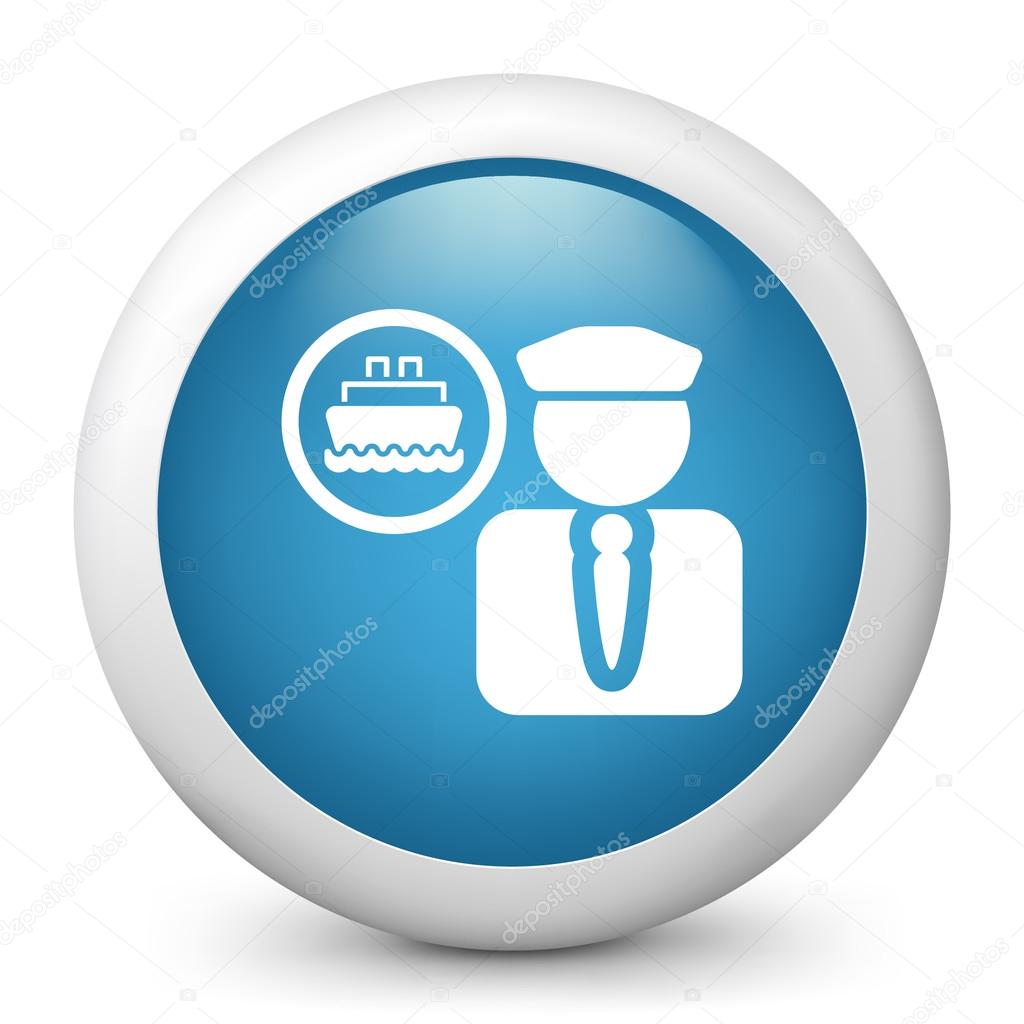 Vector blue glossy icon depicting ship captain