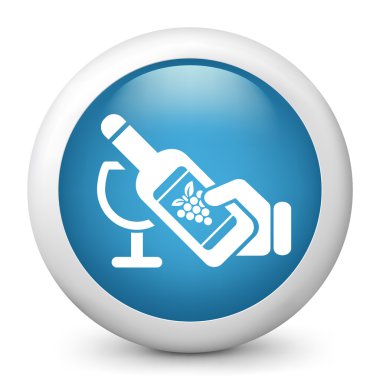 vector mavi parlak simge şarap resmeden