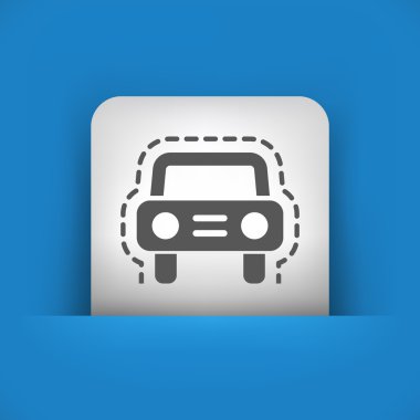 Araba veicle tasvir eden mavi ve gri simgesi