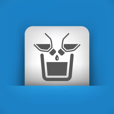 şişe cam içine sıvı dökme tasvir mavi ve gri simgesi