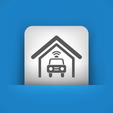 blue and gray icon depicting police car clipart