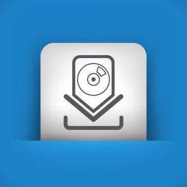 müzik indir tasvir eden tek mavi ve gri simge vektör çizim