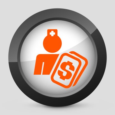 tıbbi maliyet tasvir eden gri ve turuncu bir simge vektör çizim