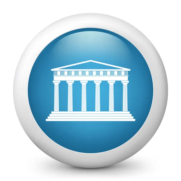 Vector blue glossy icon depicting temple — Stock Vector