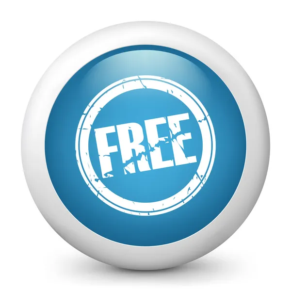 Vector blue glossy icon depicting "free" sign — Stock Vector