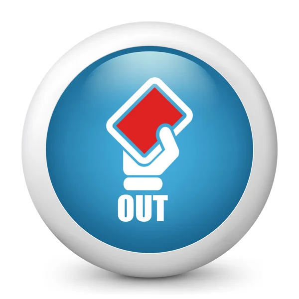 Icona vettoriale blu lucido raffigurante una mano che mostra un cartellino rosso — Vettoriale Stock