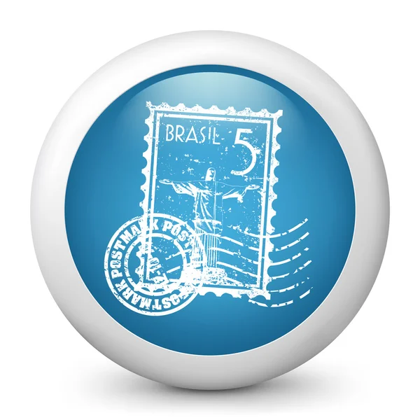 Vector azul brillante icono que representa sello de Brasil — Vector de stock