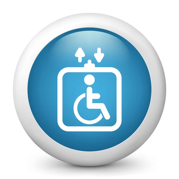 Vector blue glossy icon depicting handicapped — Stock Vector