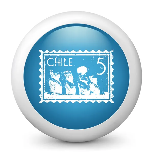 Vector blue glossy icon depicting Chile — Stock Vector