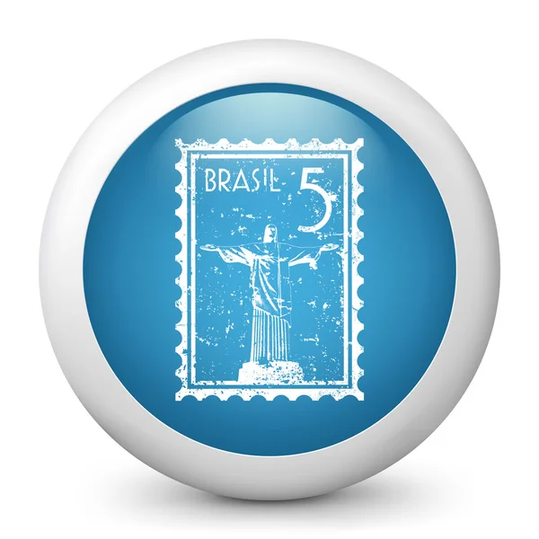 Vector azul brillante icono que representa Brasil — Vector de stock