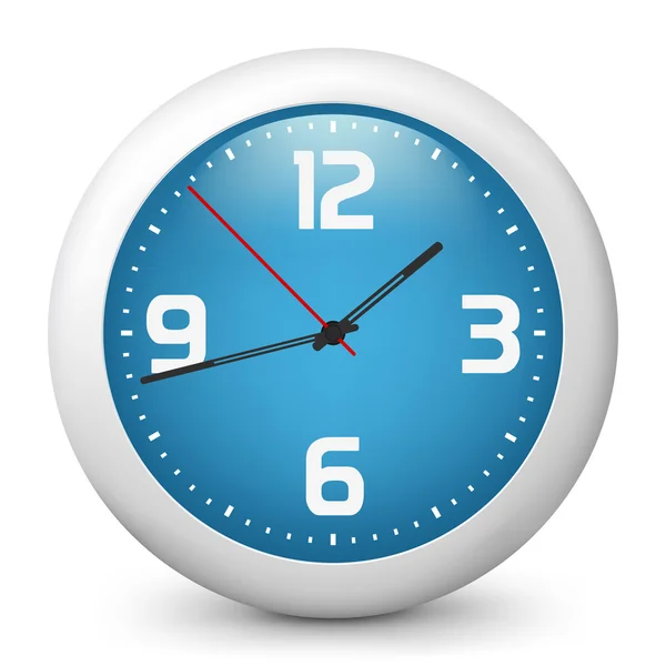 Vector blue glossy icon depicting clock — Stock Vector