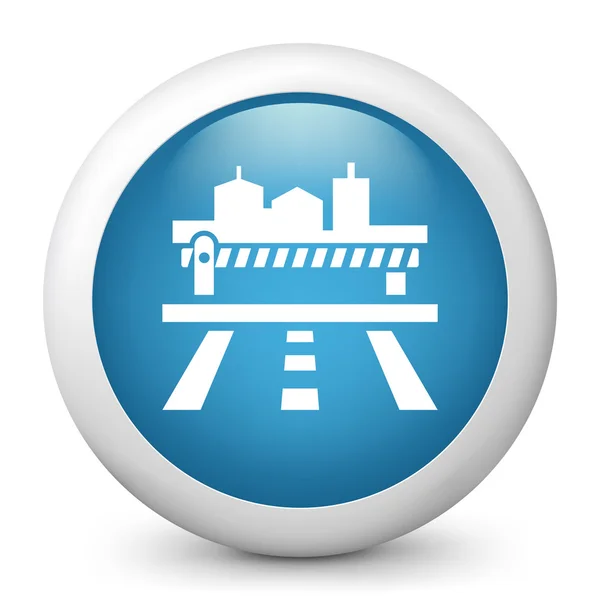 Vector blue glossy icon depicting road to a city — Stock Vector