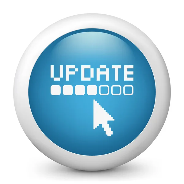 Vector blue glossy icon depicting update — Stock Vector