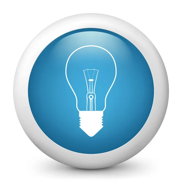 Vector blue glossy icon depicting light bulb — Stock Vector