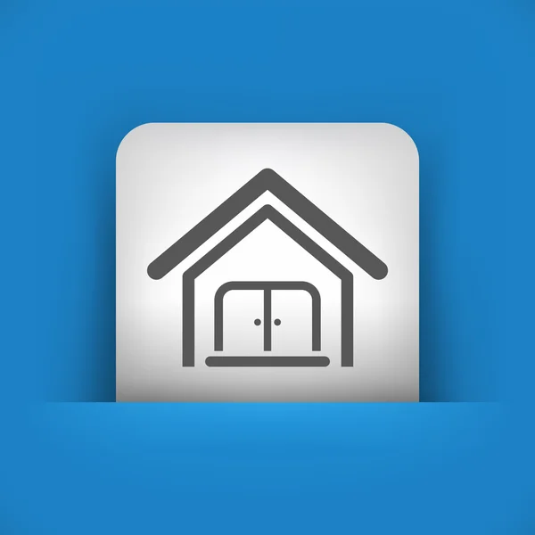 Blå och grå ikon föreställande hus med stängda dörrar — Stock vektor