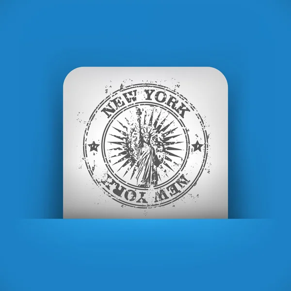 Blue and gray icon depicting New York — Stock Vector