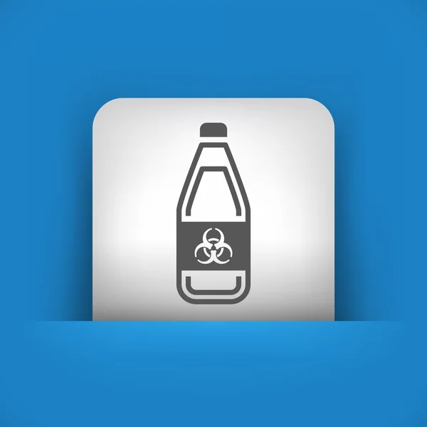 Blue and gray icon depicting bottle with dangerous liquid — Stock Vector