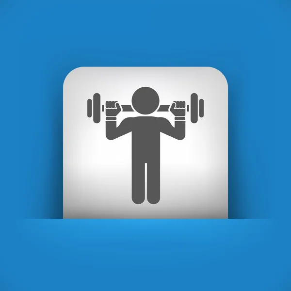 Blue and gray icon depicting weightlifting — Stock Vector