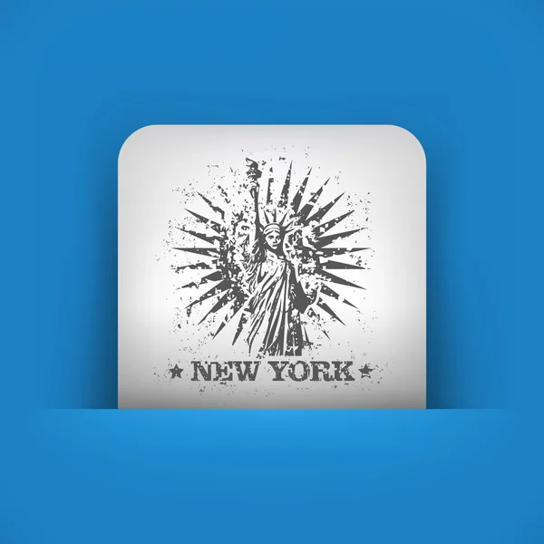 Blue and gray icon depicting New York — Stock Vector