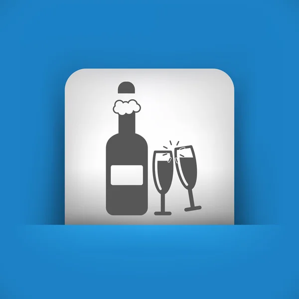 Şampanya tasvir mavi ve gri simgesi — Stok Vektör