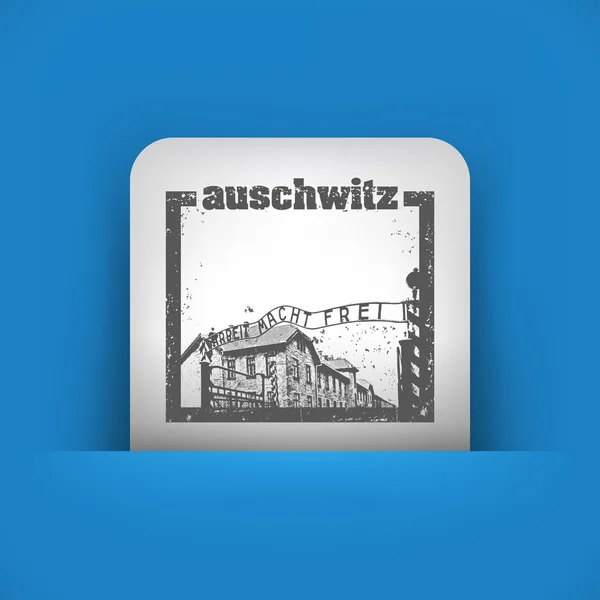 Blue and gray icon depicting Auschwitz — Stock Vector