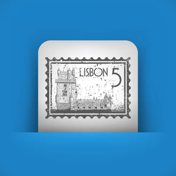 Blue and gray icon depicting Lisbon stamp — Stock Vector