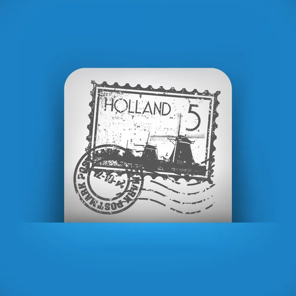 Blue and gray icon depicting Holland stamp — Stock Vector