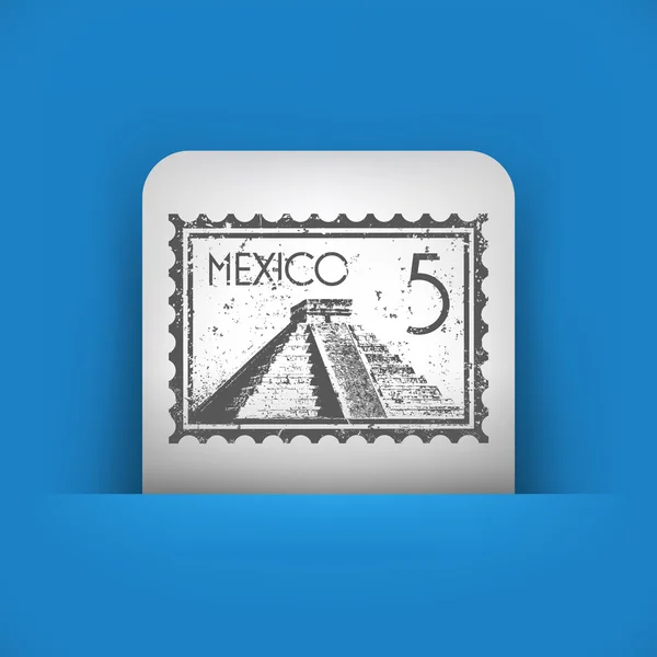 Icona blu e grigia raffigurante il timbro Messico — Vettoriale Stock