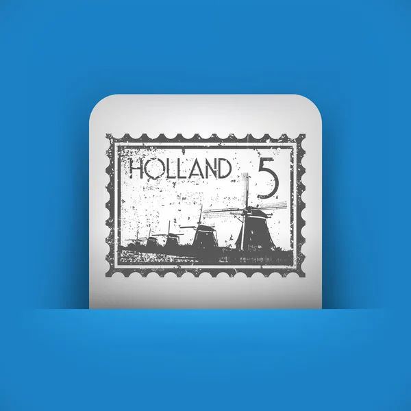 Blue and gray icon depicting Holland stamp — Stock Vector