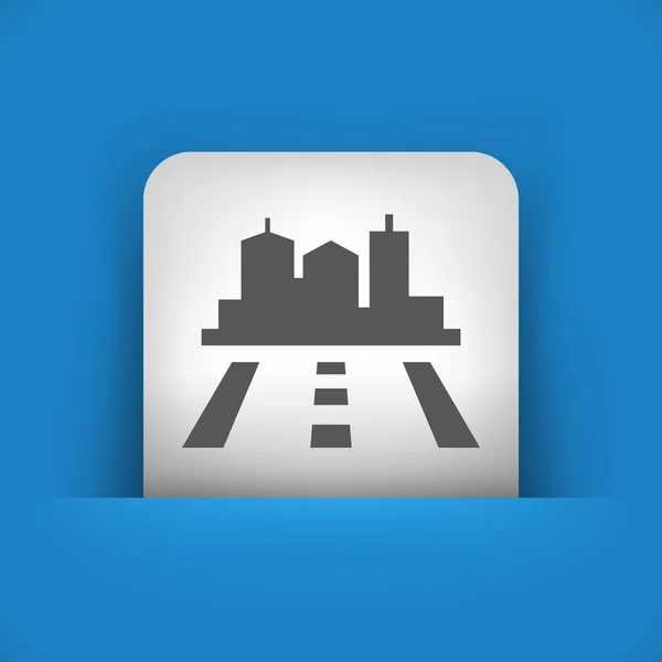 Kék és szürke ikon ábrázoló út a város — Stock Vector
