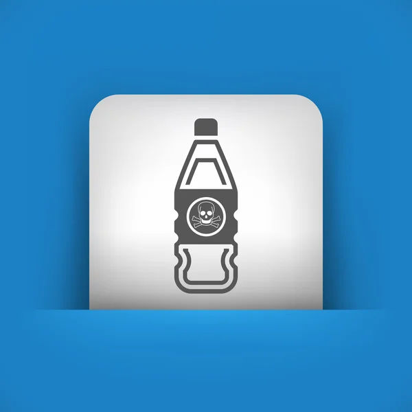 Blue and gray icon depicting bottle with dangerous liquid — Stock Vector