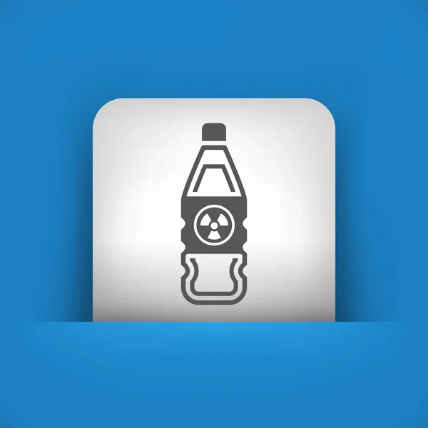 Blue and gray icon depicting bottle with dangerous liquid — Stock Vector