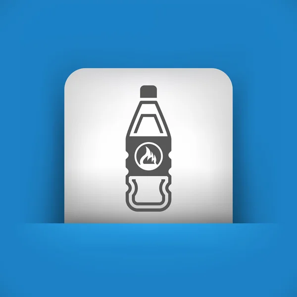 Blue and gray icon depicting bottle with flammable liquid — Stock Vector