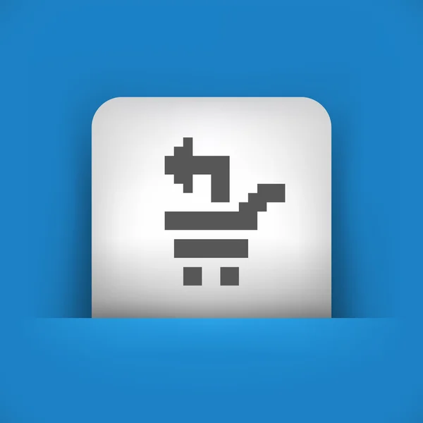 Icona blu e grigia raffigurante pixel cart — Vettoriale Stock
