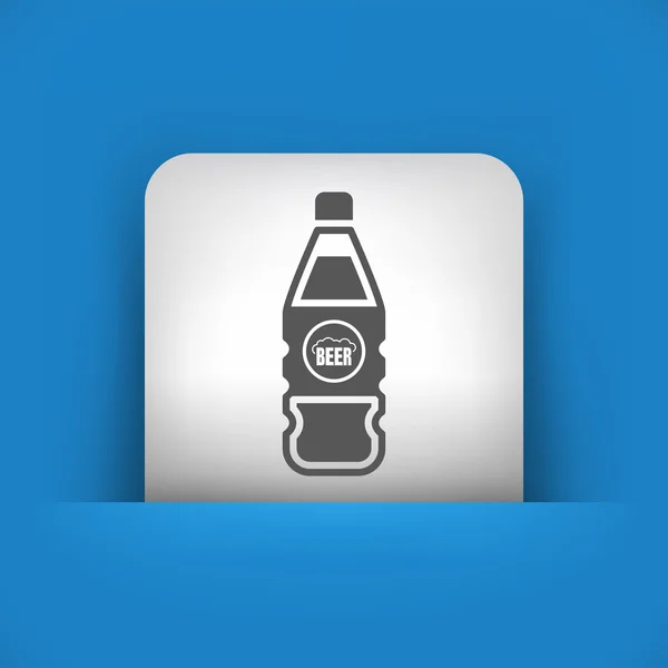 Blauw en grijs pictogram van flesje bier — Stockvector