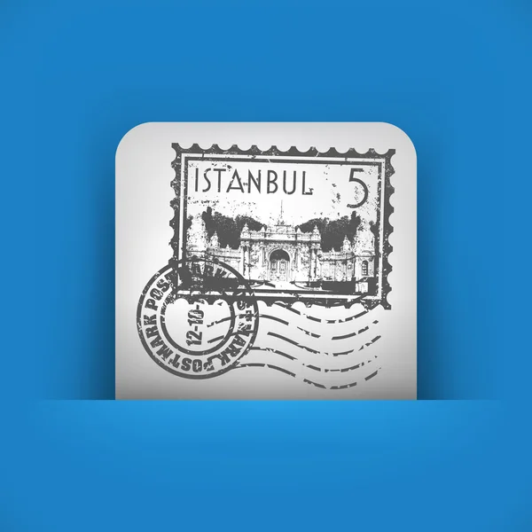 描绘伊斯坦布尔邮票的蓝色和灰色图标 — 图库矢量图片