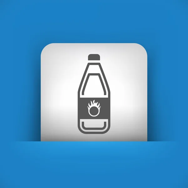 Icône bleue et grise représentant une bouteille contenant un liquide dangereux — Image vectorielle