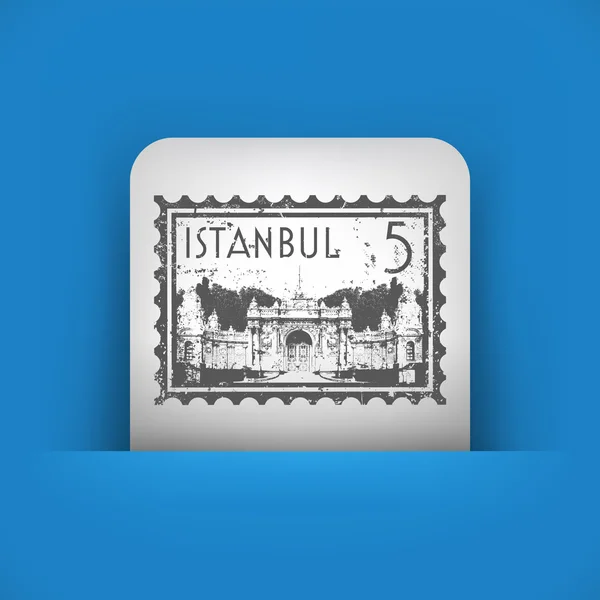 İstanbul damga tasvir mavi ve gri simgesi — Stok Vektör