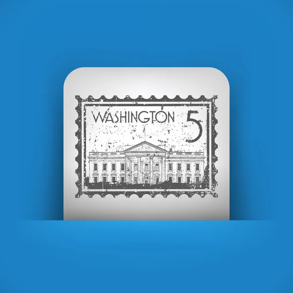 파란색과 회색 아이콘 워싱턴 스탬프를 묘사 — 스톡 벡터