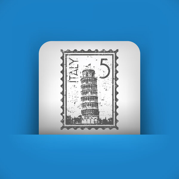 blue and gray icon depicting Italy stamp