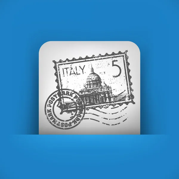 İtalya damga tasvir mavi ve gri simgesi — Stok Vektör