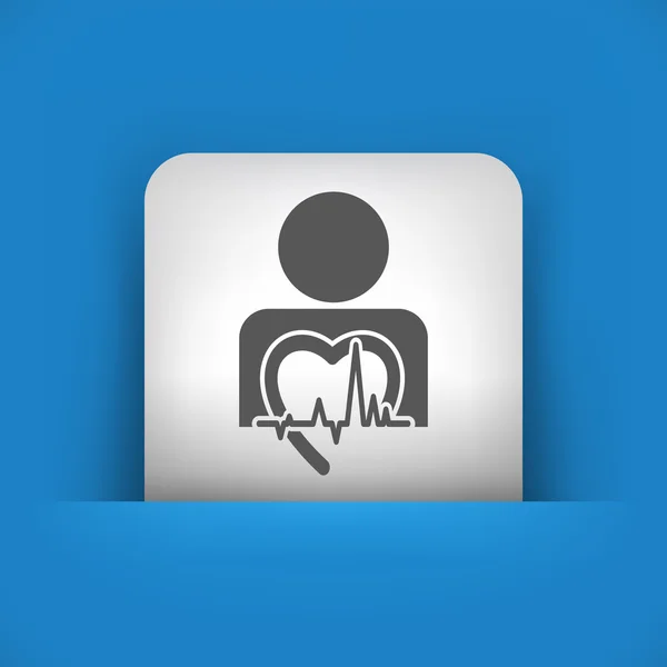 Ícone azul e cinza representando paciente cardíaco — Vetor de Stock
