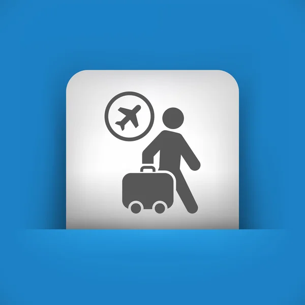 Blå och grå ikon föreställande turister med resväska — Stock vektor