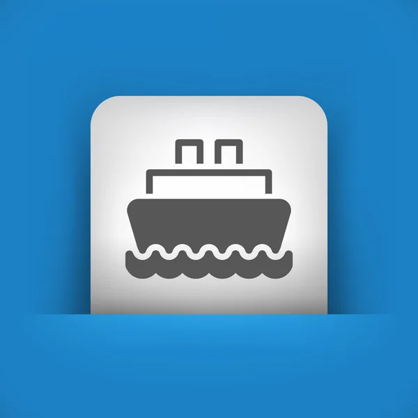 Ícone azul e cinza que descreve o barco na água — Vetor de Stock